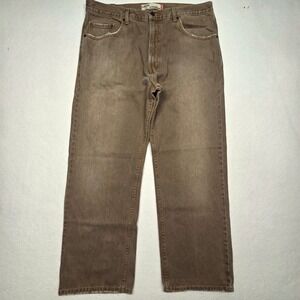 Vtg Levis 569 Y2K Baggy Loose Straight Jeans Faded 38x32 Brown Denim Distressed